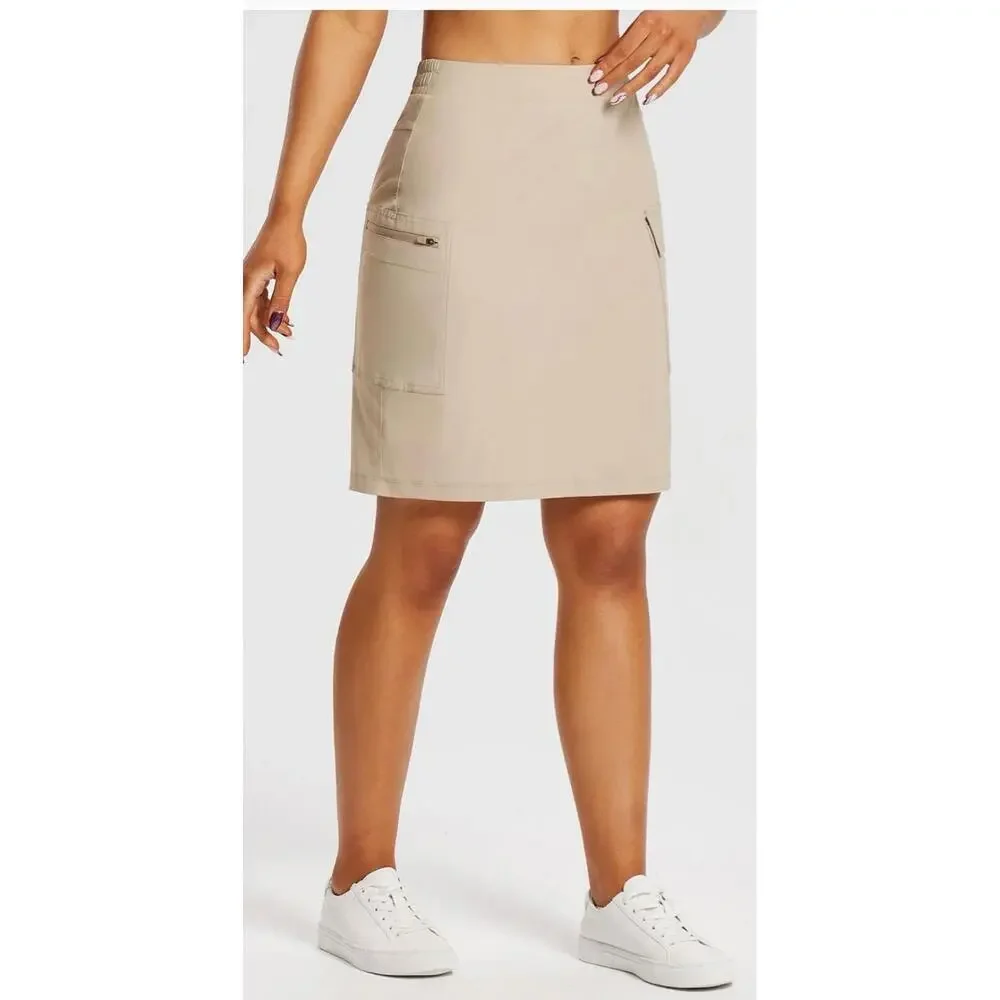 Baleaf Skirt Womens 2XL Tan Haas Cargo Zippered Pockets‎ Gorpcore Hiking UPF50+